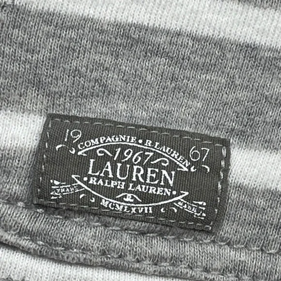 Lauren Ralph Lauren Striped Hoodie Pullover Henley Pocket Gray White Size S - Picture 7 of 11